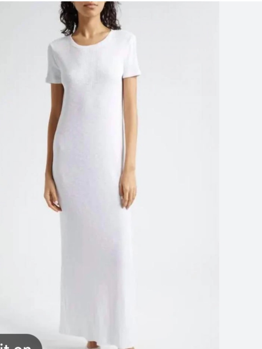 Free People Beach Ribbed White Maxi Dress Boho Coastal Minimalist Lounge Large
